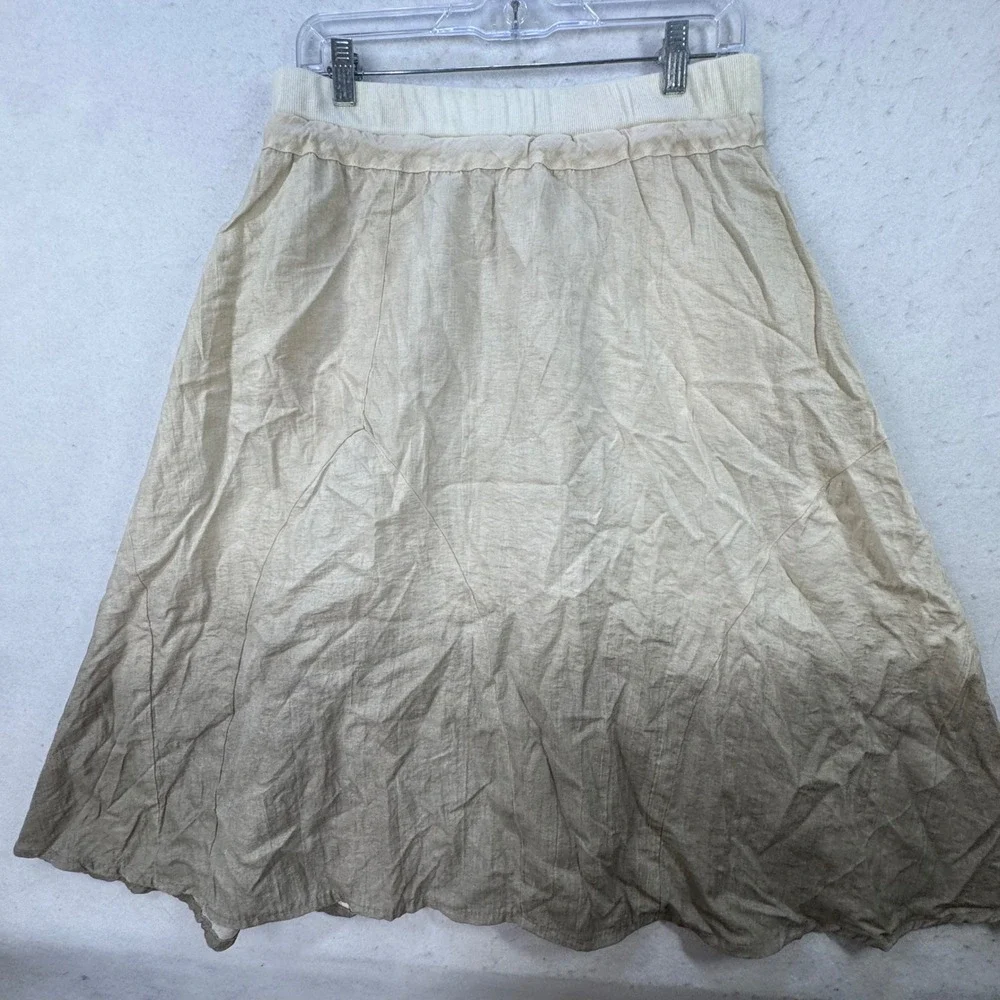Boho Mid-Length Skirt Womens 4 by 209 Beige Ombre‎ Dip Dye Earthy Lagenlook